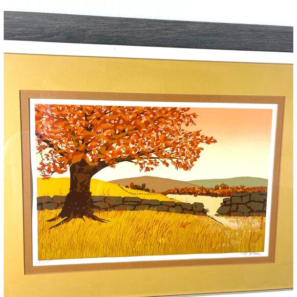 Autumn Landscape Lithograph Framed Artwork - Picture 7 of 9